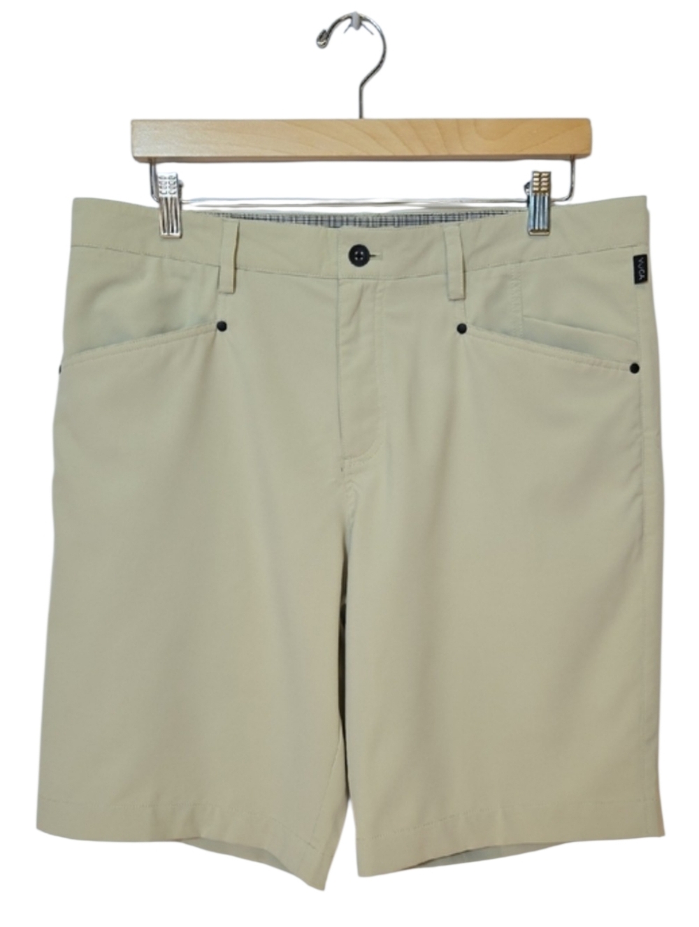 Vuga Mens Golf Shorts Suze 35 Cream Tan Performance